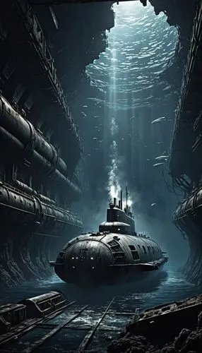 marine tank,subterranea,submarino,under the water,underwater background,submersible,sulaco,subterranean,barotrauma,nostromo,ssbn,centurione,atlantis,ilightmarine,sunken boat,bathyscaphe,waterworld,beneath,sci fiction illustration,undersea,Conceptual Art,Fantasy,Fantasy 33