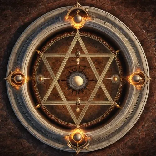 A simple alchemical circle for concoctions,an abstract 3d model of a star of david,tetragrammaton,merkabah,dharma wheel,pentacle,hexagram,kabbalistic,qabalah,tetragramaton,yantra,alethiometer,witches 