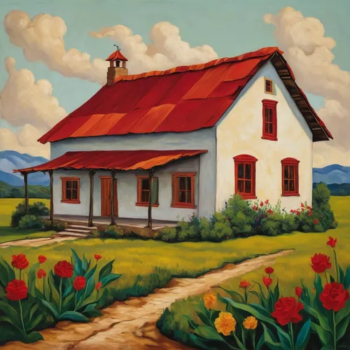 home landscape,country cottage,summer cottage,cottage,little house,farm house,small house,house painting,farmhouse,lonely house,woman house,rural landscape,traditional house,red barn,fisherman's house,country house,farm hut,red roof,danish house,house in mountains,Art,Artistic Painting,Artistic Painting 31