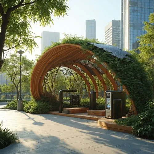 urban park,marunouchi,yeouido,arborway,semi circle arch,songdo,gazebos,park akanda,center park,biopolis,botanical square frame,bus shelters,carports,damrosch,shiodome,canopied,three centered arch,city park,herman park,metrotech,Photography,General,Realistic