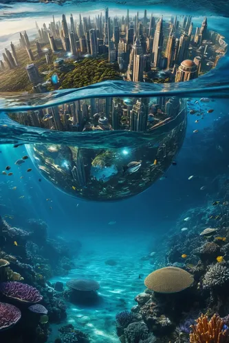 underwater landscape,ocean underwater,artificial islands,underwater oasis,coral reef,ocean floor,coral reefs,underwater background,futuristic landscape,artificial island,underwater playground,underwater world,cube sea,terraforming,submerged,reef tank,continental shelf,sea life underwater,undersea,floating islands,Photography,Artistic Photography,Artistic Photography 01