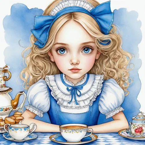 alice in wonderland,tea party,tea party collection,doll kitchen,teacup,coffee tea illustration,Illustration,Abstract Fantasy,Abstract Fantasy 04