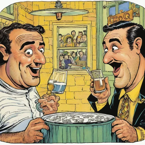 drinking establishment,two types of wine,drinking party,two types of beer,apéritif,liquor bar,oddcouple,barware,toasts,nungesser and coli,italians,vintage illustration,drinks,wedding soup,comic bubbles,barman,content writers,snifter,wine tavern,retro 1950's clip art,Illustration,Retro,Retro 06