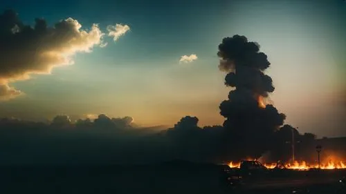 scorched earth,oilfields,firestorms,eruptions,burning earth,smoke plume