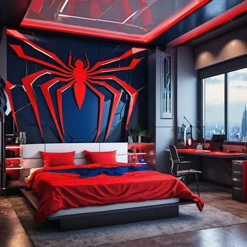 great room,oscorp,arachnid,diadem spider,giant spider,redecorate,sleeping room,spider,interior design,spider man,spiderman,liederman,red super hero,siderman,interior decoration,arachnids,asm,spider the golden silk,kamer,modern decor,Photography,General,Realistic