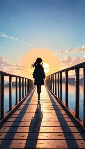 girl walking away,woman walking,girl in a long,boardwalk,leaving your comfort zone,landscape background,the road to the sea,beach walk,online path travel,walk with the children,children's background,board walk,travel woman,walk on the beach,walkway,wooden pier,spaciousness,the horizon,travel insurance,image manipulation,Anime,Anime,General