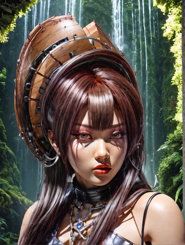 fantasy portrait,honmei choco,ayu,female warrior,gara,background ivy,chestnut,gaia,celtic queen,portrait background,elza,custom portrait,forest clover,kinara,lechona,rosa ' amber cover,kasuga,mizuna,cuirass,chestnut tiger