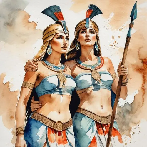 amazonians,amazons,huaylas,leonas,amerindians,hoplites,valkyries,elsas,amerindian,tribespeople,indigenas,indios,tribesmen,orishas,tribes,reinas,shamans,sorceresses,priestesses,varangians,Illustration,Paper based,Paper Based 25