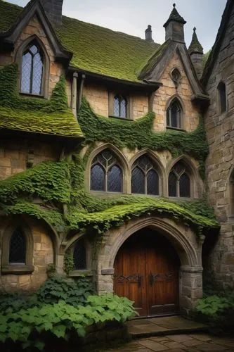 sewanee,altgeld,moss landscape,tyntesfield,witch's house,maulbronn monastery,lehigh,buttresses,balliol,briarcliff,mossy,nargothrond,michaelhouse,batsford,witch house,cornell,gatehouses,dwellings,crooked house,rivendell,Art,Artistic Painting,Artistic Painting 26