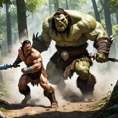 warrior and orc,orcs,ogres,orc,skaar,berserkers,thrall,giantkillers,golias,orcish,half orc,barbarian,game illustration,beastmen,hulka,myrmidons,gnolls,bugbears,avenger hulk hero,goliaths,Photography,General,Realistic