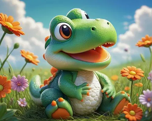 spring background,yoshi,springtime background,little crocodile,frog background,flower animal,flower background,kawaii frog,wonder gecko,little alligator,cute cartoon character,spring salamander,children's background,cartoon flowers,kawaii frogs,picking flowers,frog prince,spring pancake,spring greeting,frog king,Illustration,Realistic Fantasy,Realistic Fantasy 41