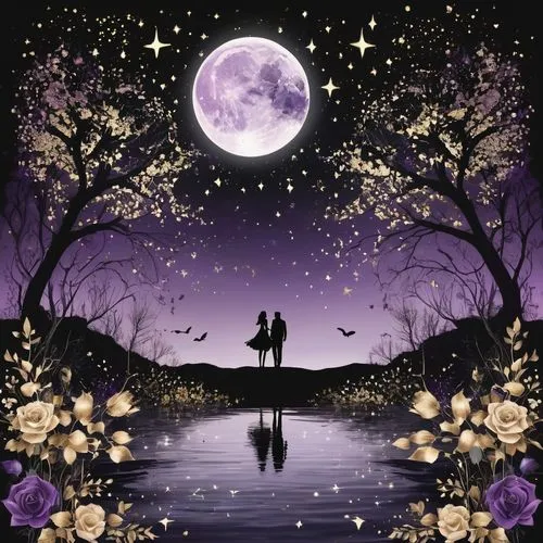 moon and star background,romantic scene,purple moon,romantic night,the moon and the stars,couple silhouette,purple wallpaper,vintage couple silhouette,moonlit night,romantic look,moonbeams,fantasy picture,purple background,beautiful wallpaper,moon and star,moon night,couple in love,valentines day background,moonlighters,honeymoon,Photography,Artistic Photography,Artistic Photography 07