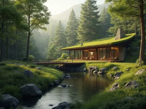 house in the forest,forest house,the cabin in the mountains,teahouse,house in the mountains,house with lake,summer cottage,house in mountains,house by the water,golden pavilion,summer house,home landscape,beautiful home,small cabin,green landscape,treehouses,tree house hotel,log home,greenhut,wooden house,Photography,General,Realistic