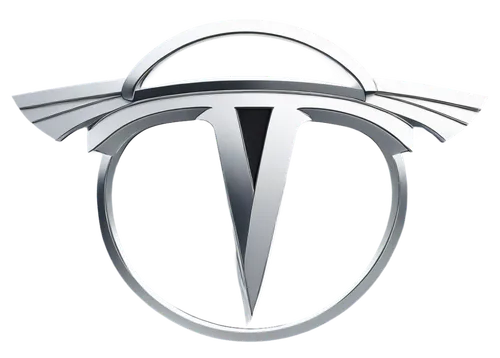 Tesla logo, metallic silver, chrome finish, circular shape, stylized letter "T", electric car brand, luxury, modern, minimalist, 3D rendering, reflective surface, subtle gradient effect, dark backgrou