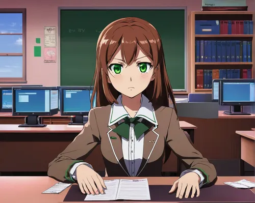 tsumugi kotobuki k-on,classroom training,classroom,girl at the computer,office worker,secretary,bookkeeper,typesetting,tutor,night administrator,teacher,tutoring,girl studying,mikuru asahina,desk,euphonium,class room,study room,cpu,office desk,Illustration,Children,Children 02