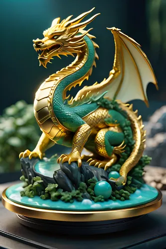 green dragon,golden dragon,dragon of earth,dragon li,dragon design,dragon,3d figure,3d model,painted dragon,wyrm,chinese dragon,emerald lizard,3d fantasy,dragon bridge,3d render,gaztelugatxe,japanese 