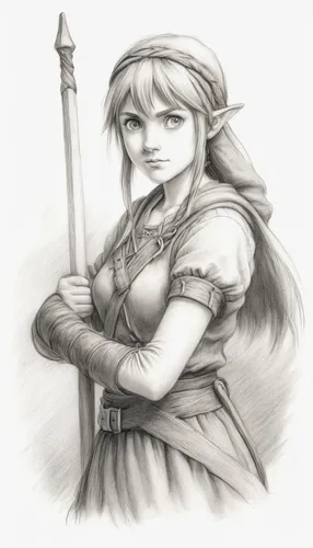 link,tiki,hamearis lucina,wood elf,mariawald,mara,link outreach,swordswoman,alm,sepia,game drawing,female warrior,fantasy portrait,fae,grayscale,rose drawing,elf,rupees,kora,elza,Illustration,Black and White,Black and White 35