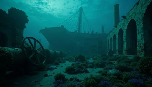 sunken church,the wreck of the ship,engine room,sunken ship,the bottom of the sea,corregidor,ship wreck,bottom of the sea,shipwreck,undersea,atlantis,sea trenches,underwater playground,seafort,deep sea,sunken boat,ocean underwater,shipwrecks,underwater background,bathyscaphe