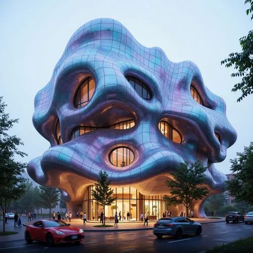 morphosis,futuristic architecture,cubic house,futuristic art museum,ocad,cube house,safdie,hotel w barcelona,3d rendering,mvrdv,modern architecture,building honeycomb,bjarke,honeycomb structure,glass building,gronkjaer,discoideum,crooked house,callebaut,halderman