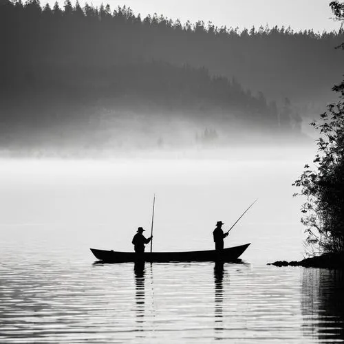 fishermens,fishermen,people fishing,anglers,fisherman,fisherfolk,fishing,flyfishers,monopod fisherman,boatmen,fishing classes,boatman,fishing camping,fishery,angling,canoeists,calmness,fishing rod,canoers,fisherwoman,Illustration,Black and White,Black and White 33