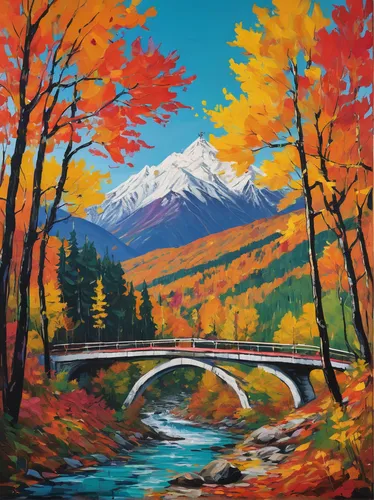 fall landscape,autumn landscape,autumn mountains,river landscape,denali,mountain scene,mountain river,mountain landscape,painting technique,fall foliage,autumn background,vail,aspen,cascades,autumn idyll,landscape background,kamchatka,autumn scenery,flowing creek,autumn frame,Art,Artistic Painting,Artistic Painting 51