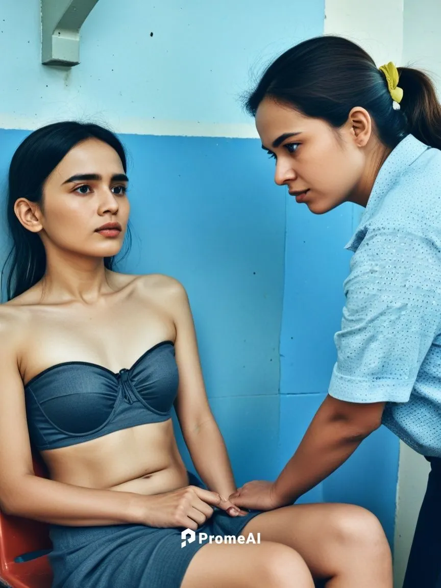 At the diaconal social welfare station.,the girl is being examined by the woman in the chair,charnvirakul,cinemalaya,lakorn,maynila,pangako,telemovie