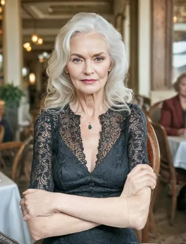 cruella de ville,aging icon,born in 1934,femme fatale,cruella,madeleine,evil woman,woman at cafe,old elisabeth,elderly lady,gerda,female hollywood actress,ann margarett-hollywood,sighetu marmatiei,sofia,retirement,british actress,della,woman in menswear,dame blanche,Female,Western Europeans,Wavy,Elderly,M,Meditation,Lace Dress,Indoor,Restaurant