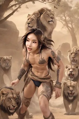 cat warrior,female warrior,iraklion,kittani,she feeds the lion,mandylion