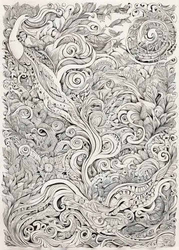 whirlpool pattern,paisley pattern,japanese wave paper,coral swirl,swirls,art soap,paisley digital background,floral pattern paper,paisley,damask paper,kimono fabric,whirlpool,fluid flow,rice paper,branch swirls,meanders,ceramic tile,swirling,indian paisley pattern,coloring page,Illustration,Black and White,Black and White 05