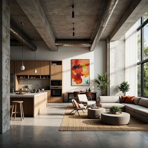 modern kitchen interior,loft,modern decor,contemporary decor,interior modern design,modern kitchen,home interior,minotti,concrete ceiling,lofts,apartment,modern living room,apartment lounge,exposed concrete,kitchen interior,kitchen design,living room,modern room,appartement,an apartment