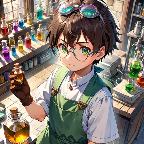 chemist,apothecary,watchmaker,scientist,barista,book glasses,chemical laboratory,bartender,reagents,chocolatier,soap shop,glasses glass,barmaid,brandy shop,honmei choco,coffee background,pharmacy,lab,two glasses,have a drink,Anime,Anime,General