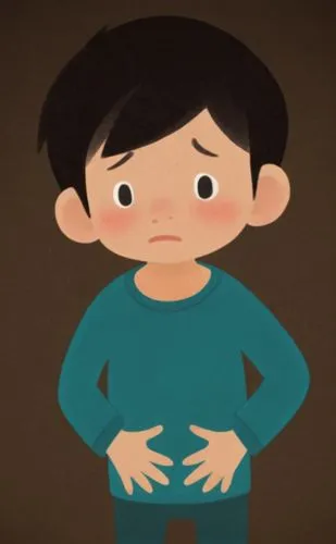 a stomach ache boy, cute,a child holding his hands in both of his pockets,intussusception,enterocolitis,premenstrual,stomach pain,gastritis,gastroparesis,Illustration,Children,Children 06