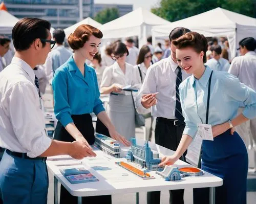 sales booth,stewardesses,vintage 1950s,secretariats,convair,saleswoman,model years 1958 to 1967,saleswomen,salesgirl,13 august 1961,tradeshow,saleslady,eames,industrial fair,kodachrome,fifties,1955 montclair,vendor,mid century,electronic market,Conceptual Art,Sci-Fi,Sci-Fi 29