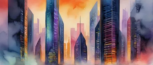 cityscape,skyscrapers,futuristic landscape,metropolis,city skyline,cybercity,colorful city,coruscant,city scape,fantasy city,dystopian,destroyed city,city in flames,skyscraper town,urban towers,skyscraper,city buildings,high rises,world digital painting,cityscapes,Illustration,Paper based,Paper Based 24