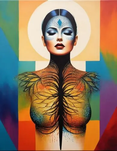 Painting Abstract Body Art Oil Painting,paschke,biophilia,homogenic,ladyland,bodypainting,neon body painting,rankin,bjork,female body,visionaire,chedid,meridians,viveros,heart chakra,triadic,blumenfel