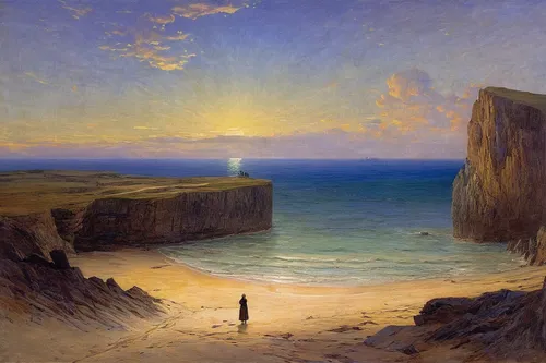 landscape with sea,coastal landscape,lev lagorio,beach landscape,cliffs ocean,man at the sea,cliffs of etretat,sea landscape,el mar,the cliffs,cliff coast,cliff top,cliffs,cliff beach,cliffs etretat,chalk cliff,navajo bay,panoramic landscape,rubjerg knude,etretat,Art,Classical Oil Painting,Classical Oil Painting 13