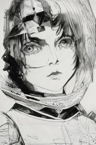 ink drawing,amano,astronaut,sidonia,valerian,shepard,spacesuit,saturn,cassini,cosmonaut,spaceman,rei ayanami,artemisia,space suit,head woman,astronaut helmet,ranger,andromeda,gara,senna,pilot,Art sket