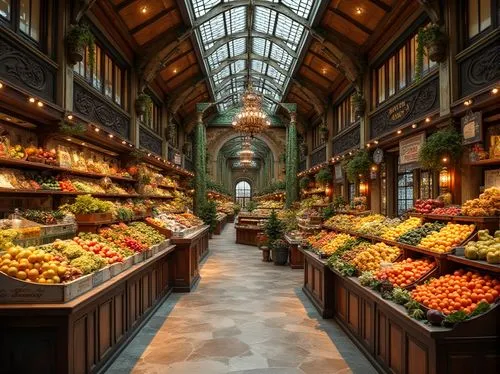 spice market,principal market,fruit market,upper market,grocers,stalls,wegmans,marketplace,grocer,covered market,greenmarkets,large market,the market,market hall,marketplaces,grocery store,aisle,homegrocer,freemarket,mercado,Photography,General,Realistic