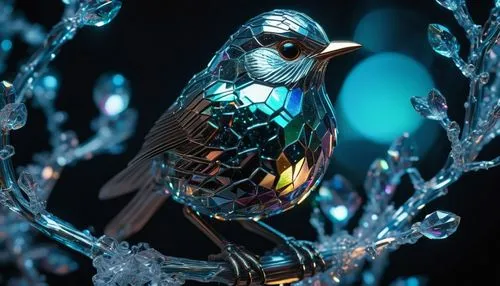 an ornamental bird,glass ornament,ornamental bird,glass yard ornament,glass decorations,decoration bird,cinema 4d,birds blue cut glass,ornament,ornamental duck,tui,blue parrot,fairy penguin,magpie,swarovski,iridescent,blue bird,colorful glass,glasscock,glass wings,Conceptual Art,Sci-Fi,Sci-Fi 09