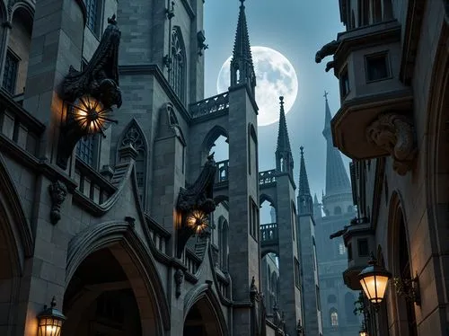 haunted cathedral,ravenloft,spires,hogwarts,neogothic,gothic church,diagon,gargoyles,cathedrals,steeples,gothic style,gothic,arkham,spire,cinderella's castle,theed,gringotts,cathedral,gothams,caius