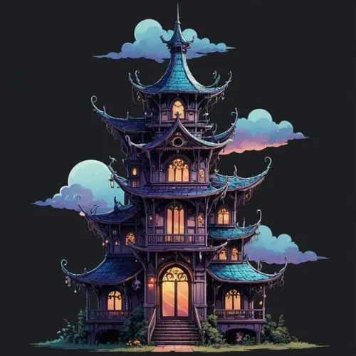 asian architecture,pagodas,fairy chimney,witch's house,stone pagoda,imaginasian,Illustration,Abstract Fantasy,Abstract Fantasy 11