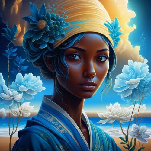 oshun,african woman,african art,baoshun,nubian,african american woman,Illustration,Realistic Fantasy,Realistic Fantasy 25