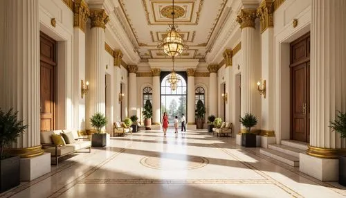 entrance hall,hallway,corridor,foyer,lobby,lanesborough,neoclassical,corridors,claridges,ballroom,grand hotel europe,cochere,royal interior,enfilade,hallway space,marble palace,palladianism,rosecliff,hotel hall,hall of nations