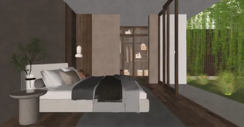 guest room,canopy bed,guestroom,modern room,3d rendering,bedroom,room divider,japanese-style room,boutique hotel,inverted cottage,bridal suite,sleeping room,room newborn,bedroom window,interior design,interior modern design,spa items,modern decor,eco hotel,core renovation