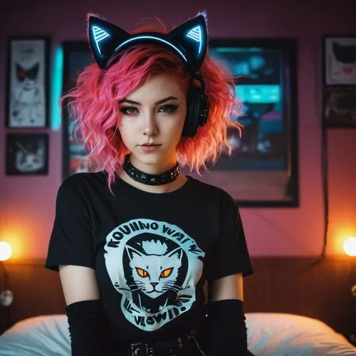 cat ears,feline look,feline,punk,meow,kitten,kitty,catwoman,tee,kittens,purr,puss,kat,pink cat,lis,cheshire,tshirt,animal feline,catrina,nora,Photography,Documentary Photography,Documentary Photography 18