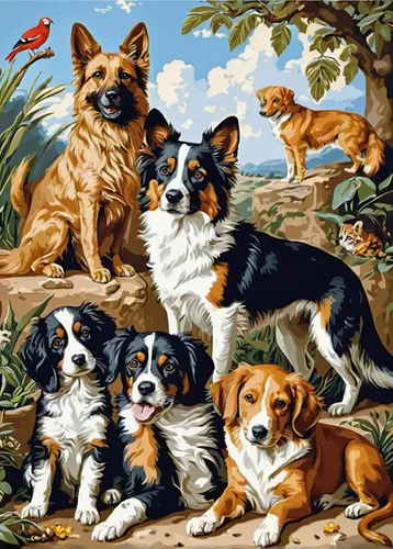 hunting dogs,king charles spaniel,color dogs,kennel club,corgis,cavalier king charles spaniel,ccc animals,kooikerhondje,the animals,family dog,dog breed,animals,ancient dog breeds,terrier,doggies,dog supply,american stafford,family portrait,playing dogs,animals hunting,Art,Classical Oil Painting,Classical Oil Painting 37