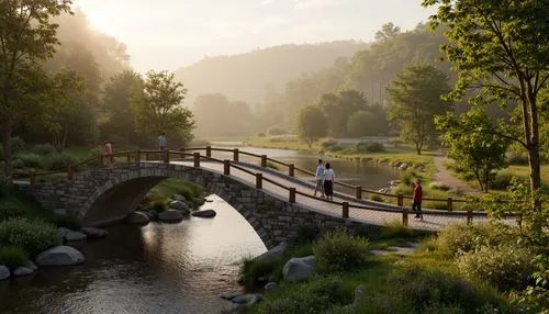 wooden bridge,scenic bridge,adventure bridge,riverwood,stone bridge,hangman's bridge,dragon bridge,hanging bridge,rivendell,cryengine,render,angel bridge,viola bridge,riftwar,landscape background,millstream,kleinbahn,yarra,river landscape,bridge