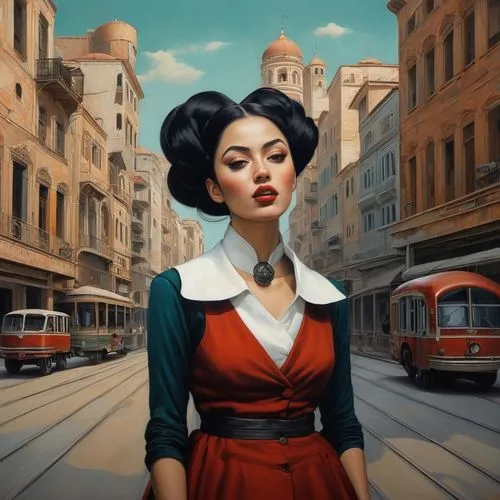 vettriano,world digital painting,retro woman,nestruev,city ​​portrait,retro girl,Illustration,Realistic Fantasy,Realistic Fantasy 07