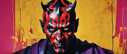 Abstract colorful artwork of Darth Maul. Andy Warhol style. kintsugi.,Darth Maul,darth maul,maul,bugenhagen,darth talon,oni,shinbutsu