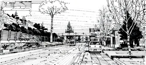 mono-line line art,street scene,passeig de gracia,street plan,tram road,larambla,shopping street,mono line art,street view,the street,townscape,the boulevard arjaan,greystreet,avenue,city scape,city h